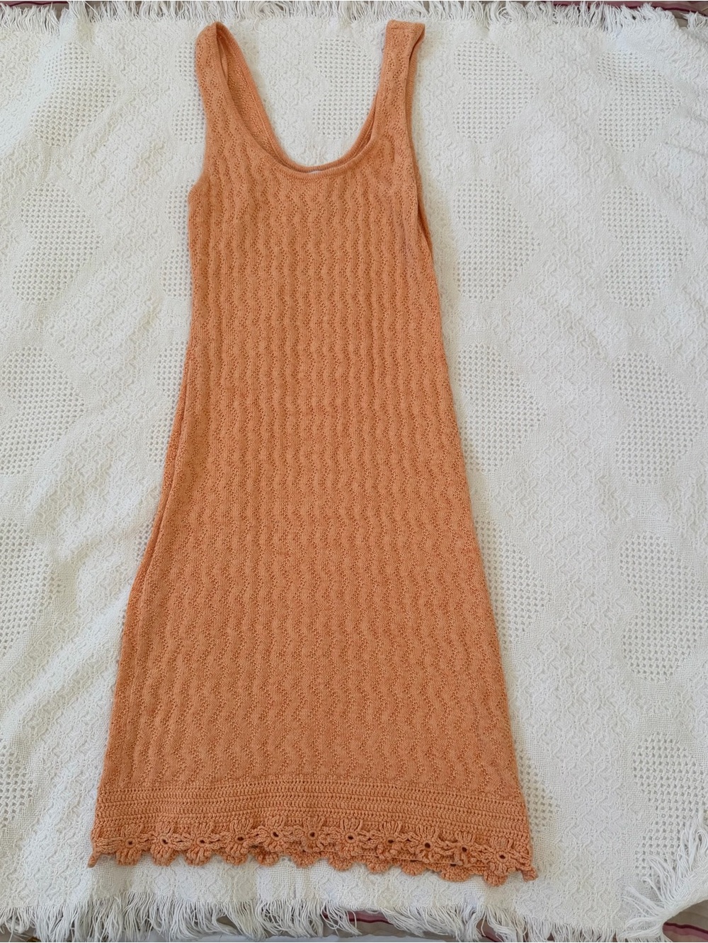 Victor Glemaud Peach Sleeveless Knit Midi Dress